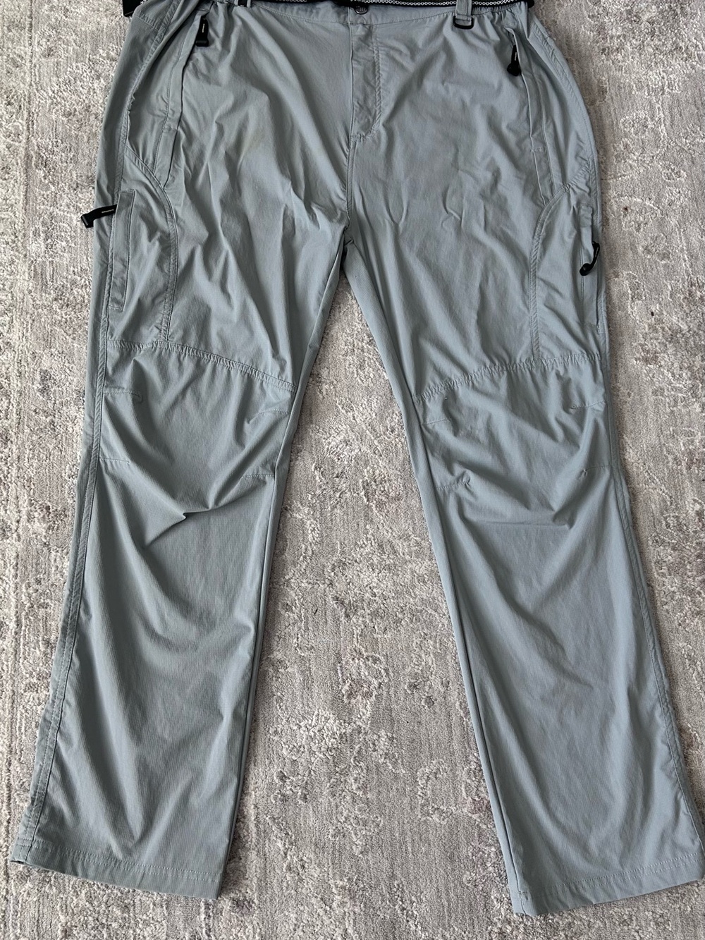 Outdoor Sports Men Pants Golf Hiking Sz XL Gray Partial Elastic Waist 35x31 Belt